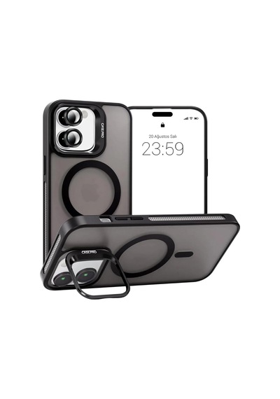 Apple Uyumlu iPhone 11 Kılıf Armor Seri Magsafe Stand Özellikli Kamera Lensli Kapak Siyah
