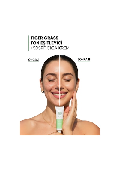 Mia Klinika Tiger Grass Ton Eşitleyici Kızarıklık Karşıtı Cica Krem SPF50+ 30 ML