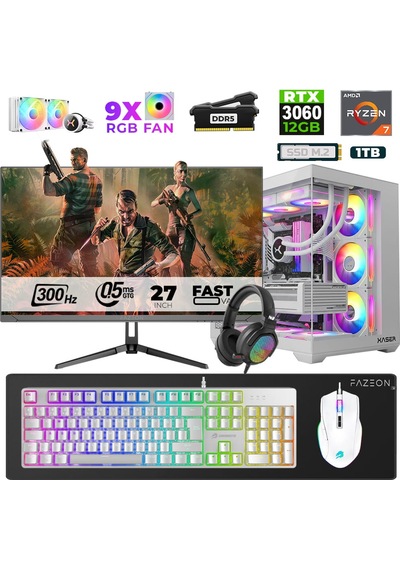 Xaser Star X440 R7-7800X3D 32 GB 1 TB SSD 12 GB RTX3060 27" Dos NVME Masaüstü Oyuncu Bilgisayarı