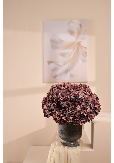 Kahverengi Yapay Ortanca Çiçeği 5 Dallı Premium Canlı Islak Dokulu 42 Cm