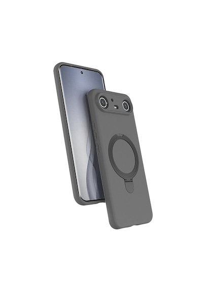Tecno Spark Slim 5g Kılıf Kamera Korumalı Halkalı Dikey Standlı Pürüzsüz Premium M-safe Kapak Gri