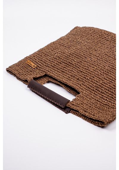 Fabric Craft Bag El Çantası Kağıt İp Örgü Acı Kahverengi