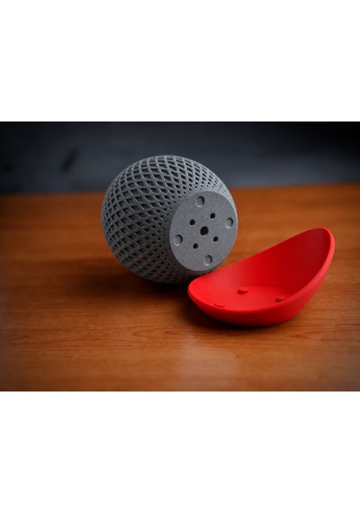 3d Baskı Küre Saksı - Kafes Dokulu İki Parçalı Dekoratif Saksı - Gri-kırmızı Belirtilmemis