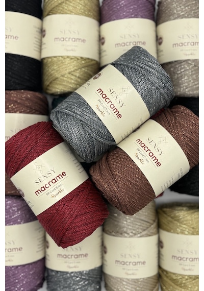 Sensy 5 Mm - Simli 400 Gr Polyester Makrome Ipi Hardal 75 M Polyester Makrome Ip Supla Ip Ve Çanta Ipliği