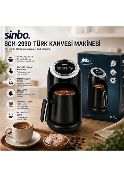 2in1 Elektrikli Türk Kahve Makinesi 4 Fincan Sesli Uyarı - Taşma Önleyici Sistem Scm-2990 5580 Çok Renkli