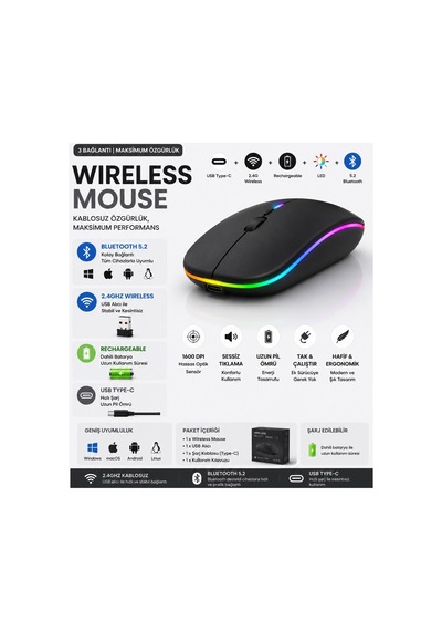 Jng-5013m Kablosuz Şarjlı Mouse Çift Modlu Bluetooth Ve 2.4 Ghz Usb Wireless Rgb Led Işıklı Telefon Tablet Bilgisayar Uyumlu 1600 Dpi Sessiz Click Mouse Diğer Jng-5013m Kablosuz Şarjlı Mouse Çift Modlu Bluetooth Ve 2.4 Ghz Usb Wireless Rgb Led Işıklı Telefon Tablet Bilgisayar Uyumlu 1600 Dpi Sessiz Click Mouse Diğer