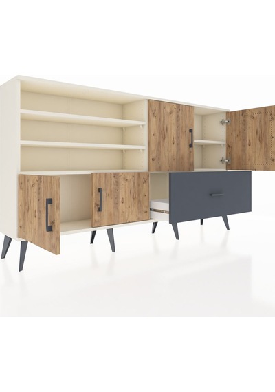Arges Konsol 5 Raflı Tek Çekmeceli 4 Kapaklı 176x30x99 Aytaşı-çam Aytaşı-çam/antrasit Arges Konsol 5 Raflı Tek Çekmeceli 4 Kapaklı 176x30x99 Aytaşı-çam Aytaşı-çam/antrasit
