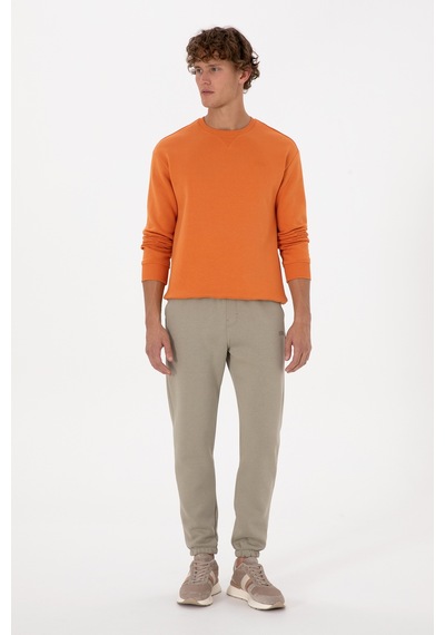 U.S. Polo Assn. Erkek Comfort Fit Bisiklet Yaka Şardonlu Bakır Basic Sweatshirt 50313757-VR182