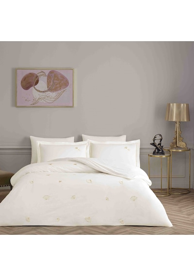 Linens Premium Dandelo Pamuk Brode Çift Kişilik Nevresim Takımı Beyaz Beyaz