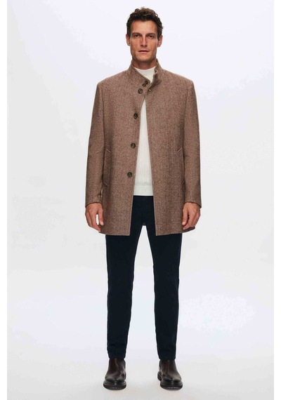 D's Damat Ds Damat Regular Fit Kahverengi Balıksırtı Kaban 1HF08ORT10003 Kahverengi