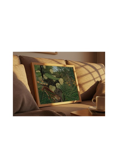 Botanik Rousseau Kaplan İle Bufalonun Kavgası Çerçevesiz Poster 21x30 Cm A4 Botanik Doğa Tarihi