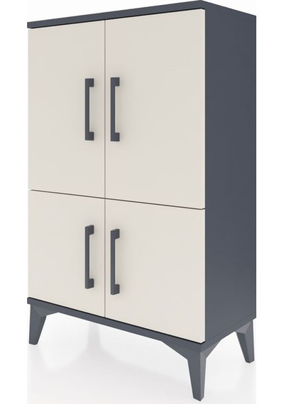 Arges Komodin 2 Raflı 4 Kapaklı 60x30x96 Antrasit-aytaşı Antrasit