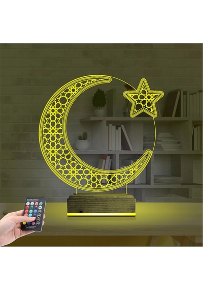 Luvivia Ay Yıldız Türk Bayrağı 3d Lamba - Masa Gece Lambası Şeffaf