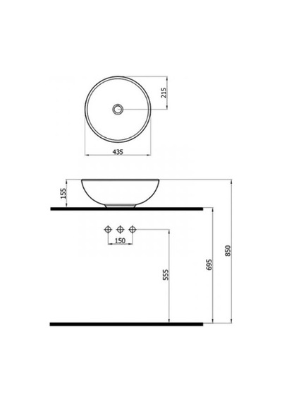 Newarc Yuvarlak Çanak Lavabo Dışı Altın İçibeyaz Altın & Beyaz