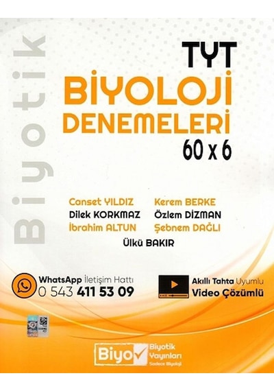 Biyotik Yayınları Tyt Biyoloji Biyotik 60X6 Deneme