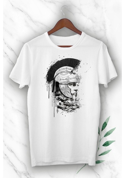 Flood Of Style Unısex Beyaz Mitoloji Glagyatör Baskılı T-shirt