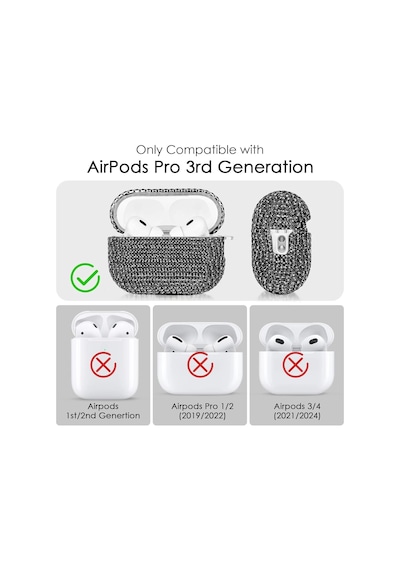 Caseonn Kılıf Kristal Taşlı Parıltılı Rose Gold Rose Gold Apple Airpods Pro 3 İle Uyumlu