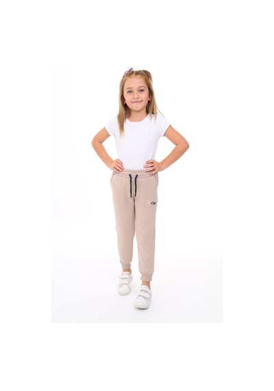 Kız Çocuk Nakış Baskılı Beli Paçası Lastikli Cepli Basic Jogger Eşofman Altı 3 İplik Şardonlu Bej Kız Çocuk Nakış Baskılı Beli Paçası Lastikli Cepli Basic Jogger Eşofman Altı 3 İplik Şardonlu Bej