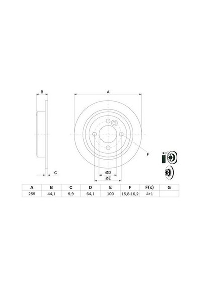Mini One D Clubman R55 1.5d 2010-2014 Bosch Arka Disk 259mm 2 Adet