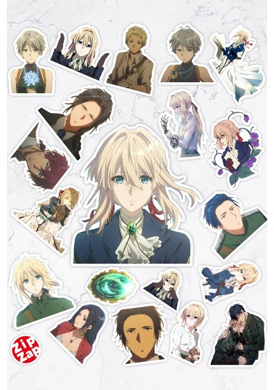 Violet Evergarden Anime Telefon Laptop Bullet Journal Yapışkanlı Folyo Sticker Paketi 20 Adet Çok Renkli