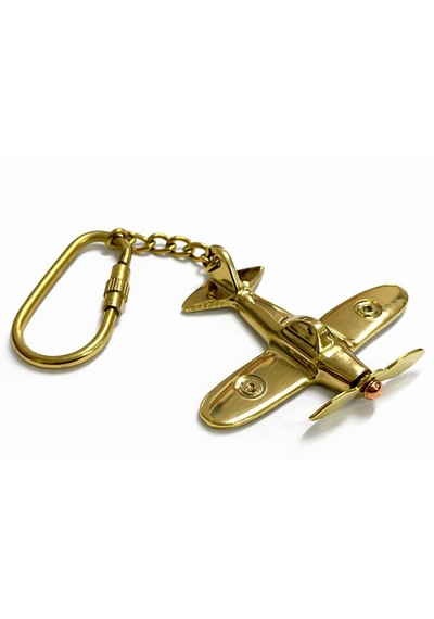 Pirinç Uçak Anahtarlık Pervaneli Nostaljik Havacılık Temalı Lüks Hediye Gold