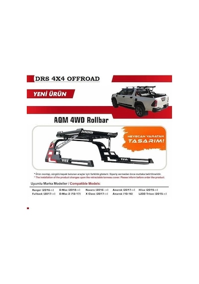 Ford Ranger 2016 ve Sonrası Aqm4wd Rollbar Drs 4x4 Offroad