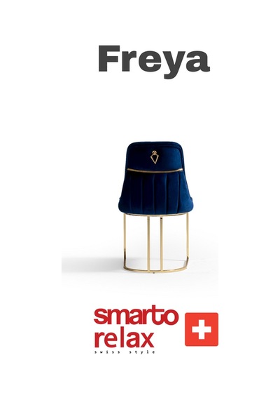 Smarto Relax Freya 2'li Yemek Masası Sandalye Seti - Metal Ayaklı, Mavi Kumaş Mavi Ve Altin Rengi