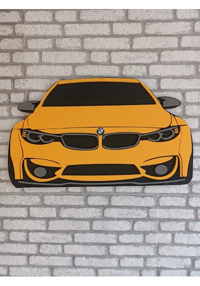Bmw Araba Duvar Süsü Strafor Tablo Duvar Aksesuarı Strafor Tablo Sarı