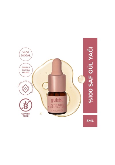Gülsha %100 Saf Esansiyel Gül Yağı 3 ML