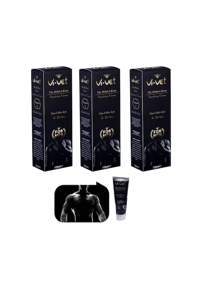 Vi-Vet For Men Tüm Ciltler için Erkek Tüy Dökücü Krem 125 ML x 3