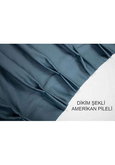 Dauble Blackut Karartma Perde Tek Kanat 1x2 Amerikan Pileli Fon Perde Antrasit - Gri