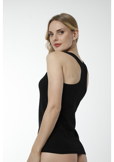 Hmd 2412 Likra Kalın Askılı Sporcu Body - Siyah Siyah