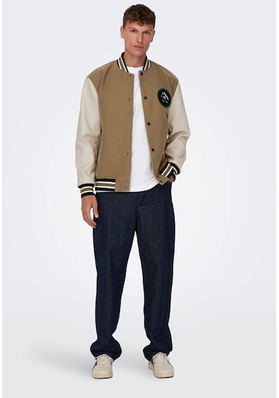 Only & Sons Onsjason Varsıty Jacket Otw Acık Kahve 001