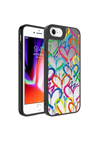 Apple Uyumlu iPhone 8 Plus Kılıf Aynalı Desenli Kamera Korumalı Parlak Zore Mirror Kapak