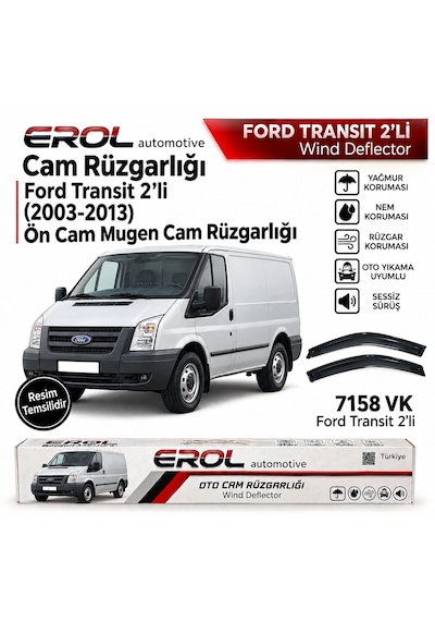 Ford Transit 2003-2013 2'li Ön Mugen Cam Rüzgarlığı Siyah