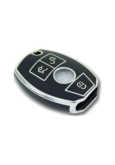 Mercedes Benz 2001-2016 Arası Uyumlu Be Tip Siyah-Gümüş Oto Anahtar Kumanda Kabı Kılıf Oto Anahtarlık