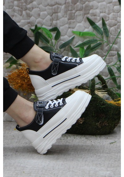 Fort Guja 24y314-8 News Fashion Gizli Dolgu Topuk Sneaker Kadın Ayakkabı Siyah