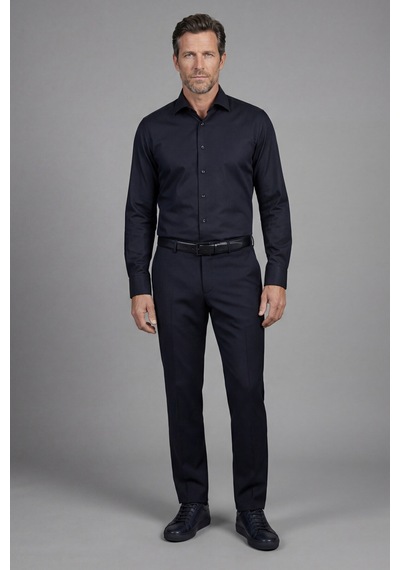 Bisse Klasik Yaka Regular Fit Siyah Uzun Kol Cepsiz Erkek Gömlek Gmkls250061 C99