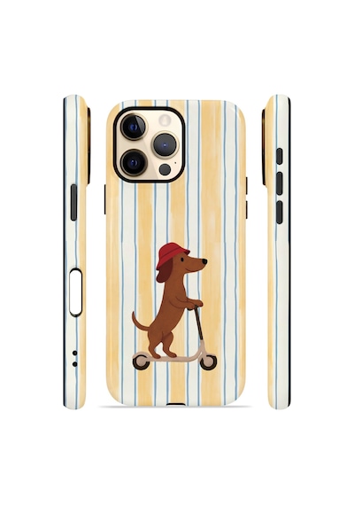 Apple iPhone Uyumlu 14 Pro Max Vorian Çift Katmanlı Magsafe Kılıf Dachshund Riviera
