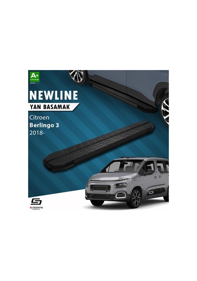 S-dizayn Citroen Berlingo 3 Uzun Şase Newline Siyah Yan Basamak 213 Cm 2018 Üzeri A+ Kalite