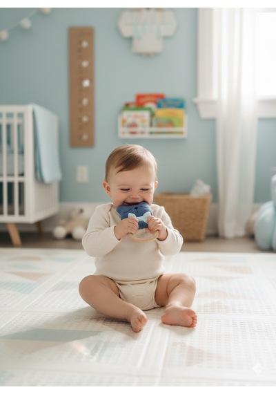 Mumu Family El Yapımı Çıngıraklı Diş Kaşıyıcı Mavi