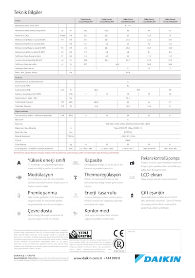 Daikin D2CPX042 Vz 42 Kw Tam Yoğuşmalı Kombi