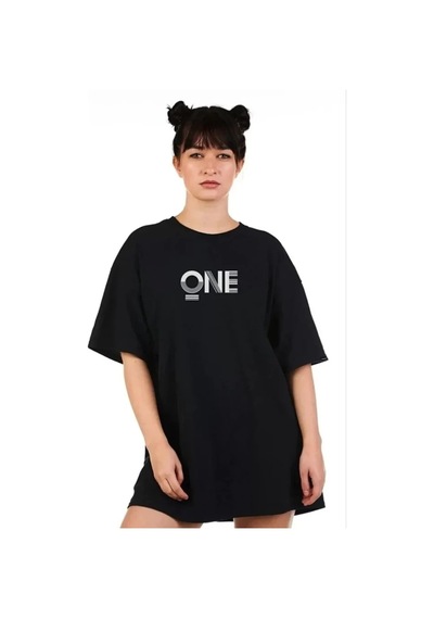 Valensdesign Unisex Baskılı Oversize T-shirt - Siyah