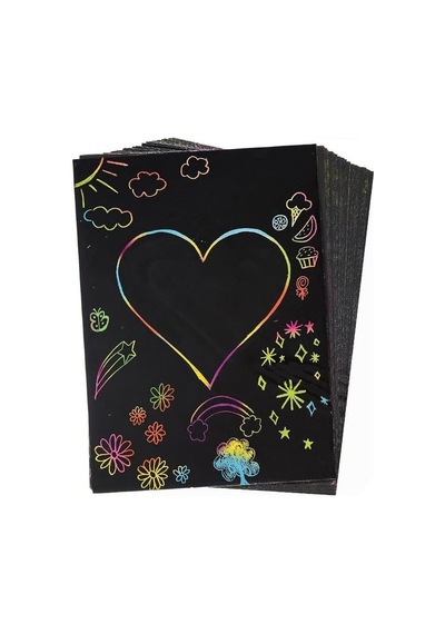 Artlantis Sihirli Gökkuşağı Kazıma Kağıdı A4 5 Yaprak 1 Paket 20x30 Cm Siyah Sihirli Kağıt Rainbow Paper Genel