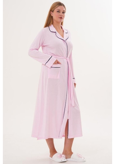 Mecit Pijama Mecit 6334 Pembe Kadın Sabahlıklı Gecelik Takımı Pembe