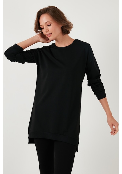 Lela Modest Pamuklu Bisiklet Yaka Oversize Fit Bayan Tunik 5864896 Siyah