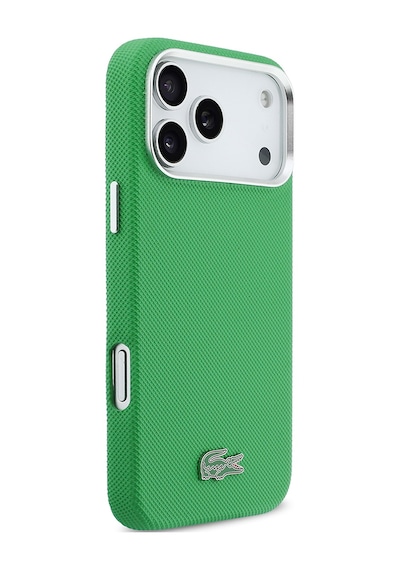 Apple iPhone 17 Pro Max Kılıf Lacoste Lisanslı M-safe Uyumlu Pvc Pike Desenli İkonik Timsah Logolu Yeşil