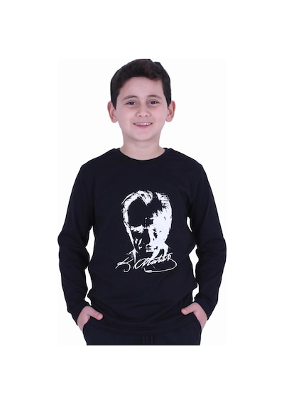 Fyk Kids 2'li Atatürk-imza Farklı Desenli Erkek-kız Çocuk T-shirt Siyah - Kırmızı