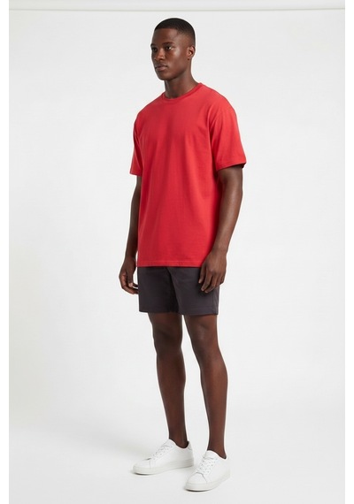 Blow Up Clothing Basic Kırmızı Oversize Erkek T-shirt 141031 Siyah