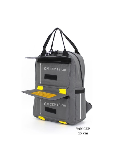 Case Club Okul Sırt Çantası Unisex Su Geçirmez Kumaş Yandan Cepli Gri